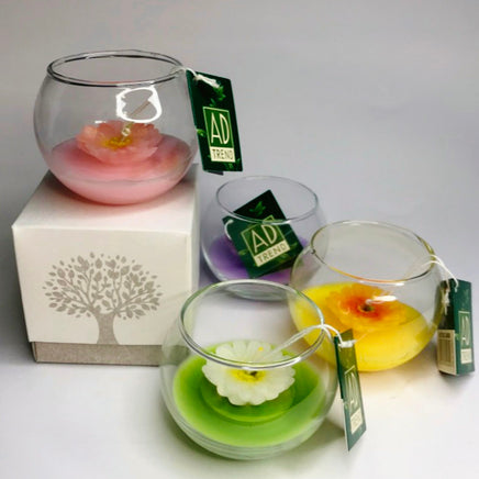 Set 4 Candele Colorate cm.7 con Elegante Scatola da Regalo